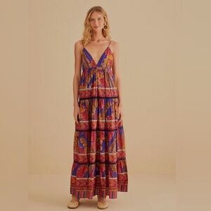 Farm Rio Blue Forest Mosaic Sleeveless Maxi -NWT